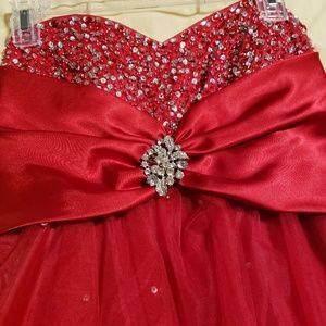 Red beautiful rhinestone dress